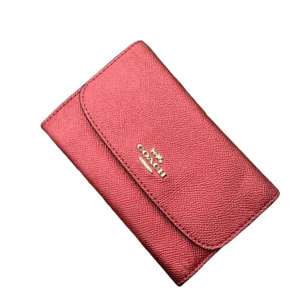 Coach Metallic Currant Crossgrain Leather Medium Envelope Wallet - New - Picture 3 of 6